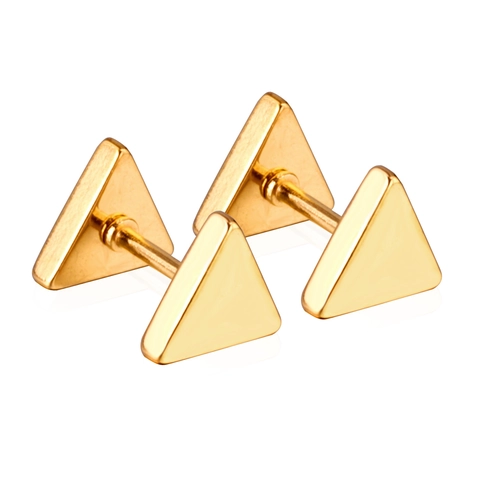 Triangle Stud Earrings Stainless Steel Minimalist Geometric Screw Back Antiallergic Jewelry For Men Women