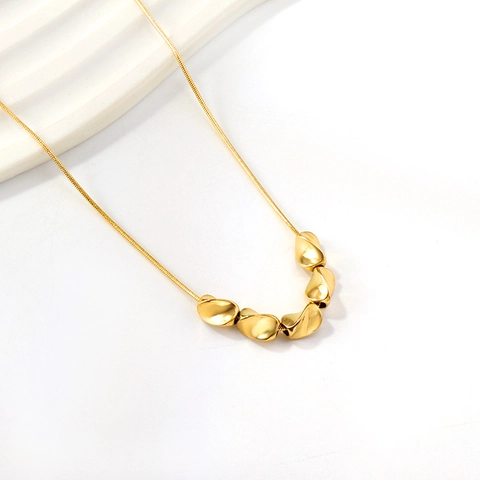 Minimalist Stainless Steel Pendant Necklace Geometric Bar Irregular Beads Fashion Jewelry For Women