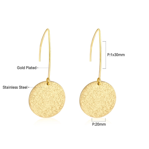Vergoldete Edelstahl Rundanhänger Ohrhänger Minimalistisch Geometrische V Haken Schmuck Für Frauen