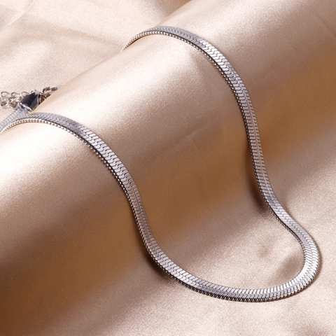 Collar De Cadena De Serpiente Plana De Acero Inoxidable Chapado En Oro Joyería Minimalista Hip Hop Punk Para Mujeres Y Hombres