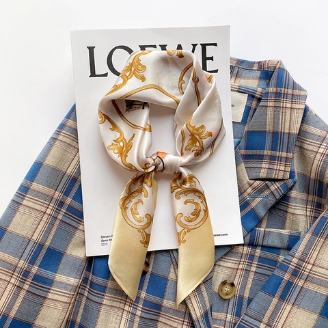 Elegant Square Scarf Mulberry Satin Vintage Baroque Equestrian Horse Print Luxury Fashion Accessory For Women