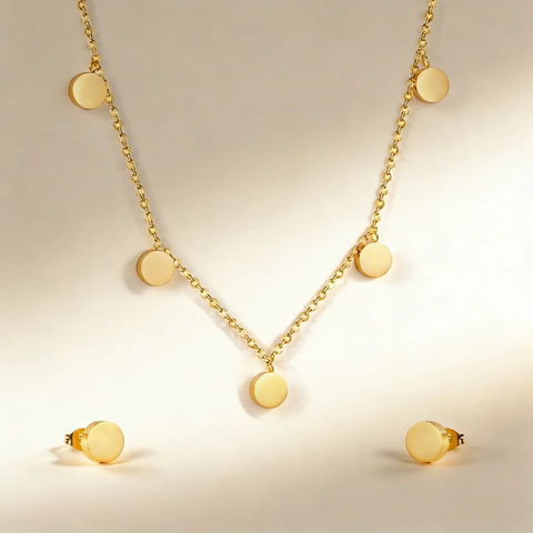 Parure De Bijoux En Acier Inoxydable Géométrique Minimaliste Cœur Étoile Lune Triangle Cube Collier Pendentif Boucles D'oreilles