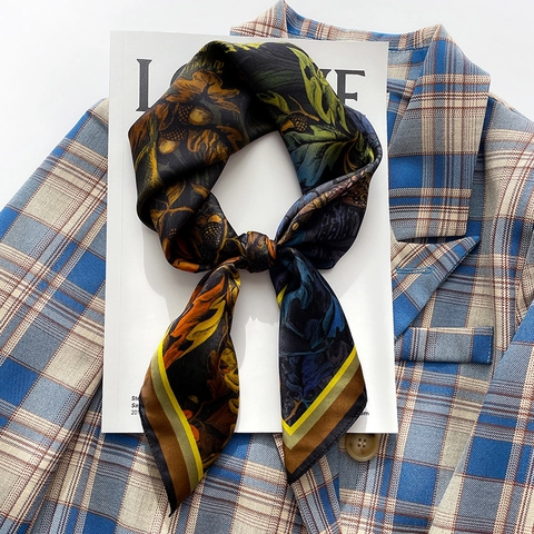Pañuelo Cuadrado De Satén De Mora Vintage Estampado Botánico Bosque Animal Decorativo Elegante Para Mujeres