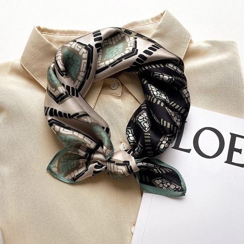 Mulberry Satin Square Scarf Printed Elegant Lightweight Decorative Fashion Neck Head Accessory Women