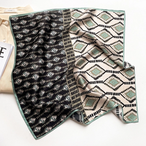 Mulberry Satin Square Scarf Printed Elegant Lightweight Decorative Fashion Neck Head Accessory Women