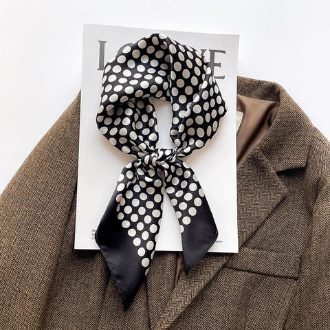 Dames Satijnn Sjaal Polka Dot MoerbeiSatijn Vierkant Elegant Modieuze Halsterras Accessoires