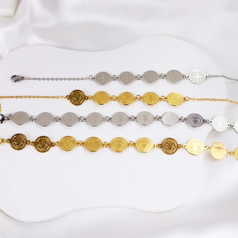 Roestvrij Staal Religieuze Sint-Benedictusmedaille Armband Onze Lieve Vrouw Van Guadalupe Armband Goud Zilver Vergulde Vrouwen Sieraden