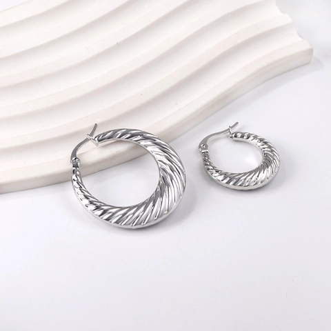 Pendientes De Aro De Acero Inoxidable Chapados En Oro Con Textura Torcida Geométricos Moda Para Mujeres