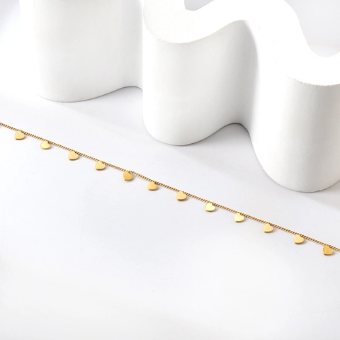 Heart Charm Anklet 18K Gold Plated Stainless Steel Minimalist Adjustable Foot Chain Jewelry For Women