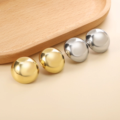 Orecchini A Lobo A Mezza Sfera In Acciaio Inossidabile Lucidato A Specchio Gioielli Geometrici Minimalisti Da Donna