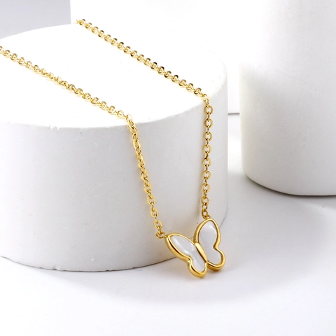 18K Gold Plated Stainless Steel Bow Knot Pendant Necklace Minimalist Heart Artificial Pearl Choker Necklace For Women Jewelry Gift