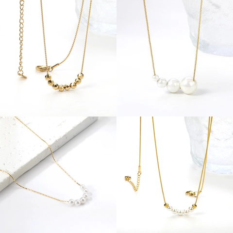 Collana In Acciaio Inossidabile Minimalista Con Perla Artificial Sintetica E Perline Di Metallo Geometriche Per Donna Gioielli Eleganti