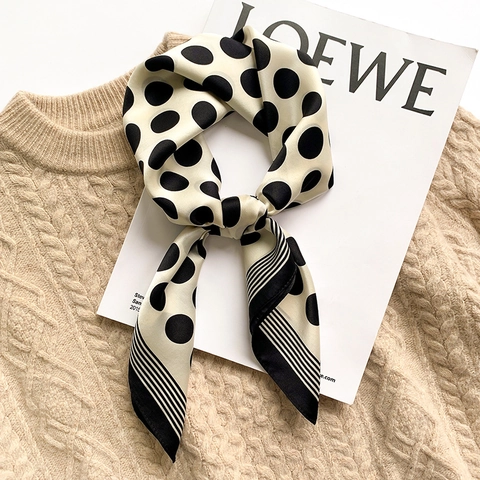 Sciarpa Quadrata In Raso Di Gelso Pied De Poule Polka Dot Paisley Elegante Foulard Da Collo Per Donne Professionali
