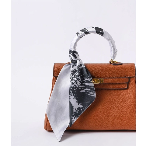 Women Skinny Satin Scarf Elegant Silk-Like Twilly Tie For Bag Handle Neck Wrist Fashion Printed Long Ribbon Headband