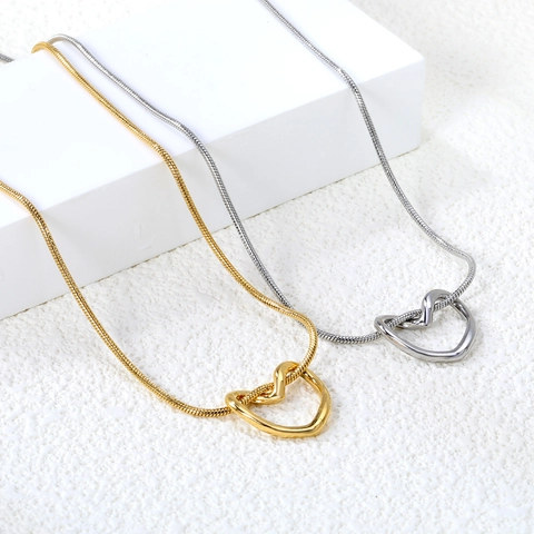 Collana Ciondolo Cuore Croce Acciaio Inossidabile Placcato Oro Argento Zircone Conchiglia Gioielli Geometrici Per Donna
