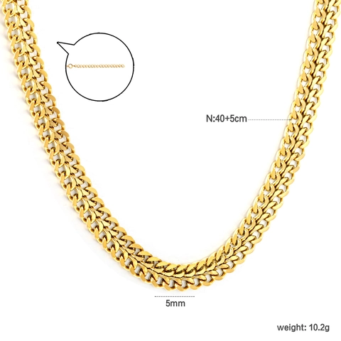 Minimalistische 18K Vergoldete Edelstahlkette Mit Zweireihiger Webstruktur Für Damen Herren Unisex Vielseitige Franco Cuban Link Halskette Schmuck