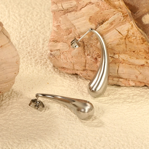 Stainless Steel Teardrop Earrings For Women Minimalist Highly Polished Waterdrop Stud Dangle Jewelry