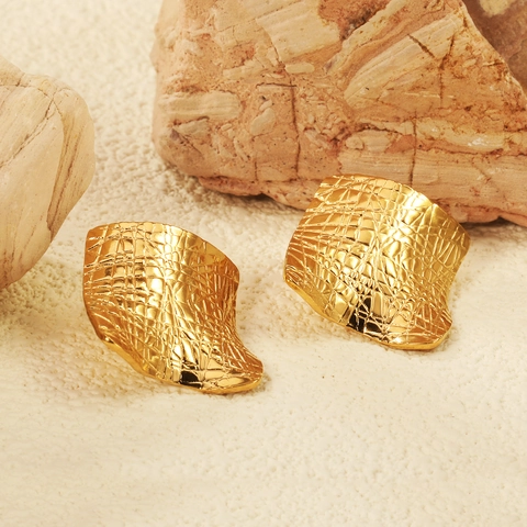 Geometric Stud Earrings Gold Plated Jewelry With Stainless Steel Earring Post Heart Irregular For Women