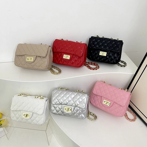 Damen Gesteppte Umhängetasche Luxus PU Leder Kette Schultertasche Klassische Klappe Kleine Quadratische Handtasche Für Mode Alltag