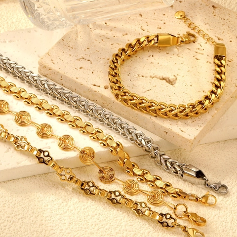 Europäisches INS Stil Unregelmäßiges Geometrisches Edelstahl Armband Für Damen 18K Vergoldet Verstellbarer Schmuck Hochwertiges Metall Handzubehör