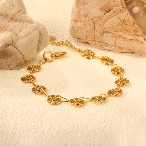 Europäisches INS Stil Unregelmäßiges Geometrisches Edelstahl Armband Für Damen 18K Vergoldet Verstellbarer Schmuck Hochwertiges Metall Handzubehör