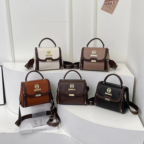 Borsa A Tracolla Borsa A Mano Pelle PU Trama Litchi Tracolla Larga Chiusura Magnetica Elegante Per Donne
