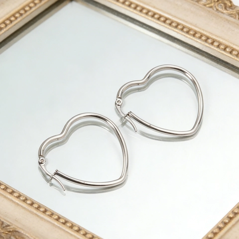 Heart Hoop Earrings Stainless Steel Gold Plated Minimalist Geometric Fashion Jewelry For Women Anti-Allergic