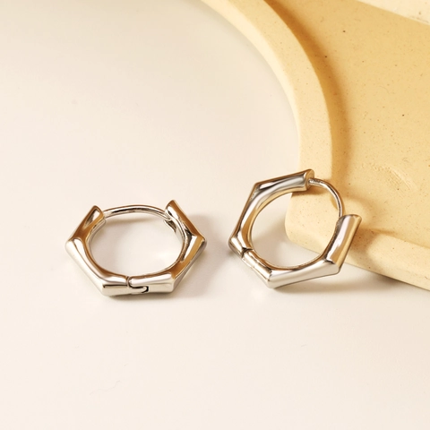 Edelstahl Hexagonal Creolen Geometrische Minimalistische Spiegelglanz Hypoallergen Punk Stil Schmuck Für Damen