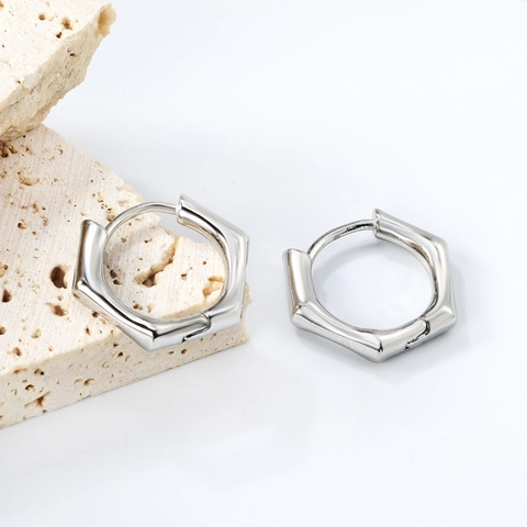 Edelstahl Hexagonal Creolen Geometrische Minimalistische Spiegelglanz Hypoallergen Punk Stil Schmuck Für Damen