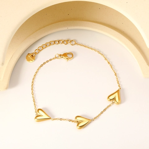 Herz Anhänger Armband Edelstahl 18K Vergoldet Verstellbare Kette Minimalistischer Eleganter Schmuck Geschenk Für Frauen