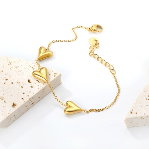 Herz Anhänger Armband Edelstahl 18K Vergoldet Verstellbare Kette Minimalistischer Eleganter Schmuck Geschenk Für Frauen