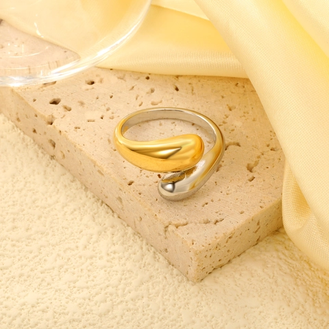 Edelstahl Ringe Für Damen 18K Vergoldet Offen Verstellbar Geometrisch Gerippt Stern Zirkon Künstliche Perle Vintage Schmuck