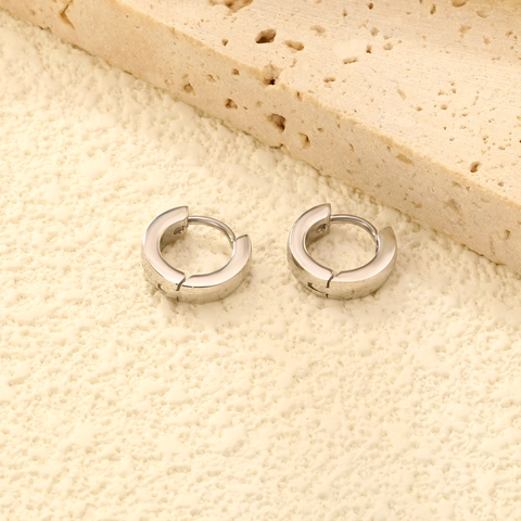 Stainless Steel Huggie Hoop Ohrringe Minimalistisch Poliert Scharnier Clicker Einfacher Stil Für Damen Und Herren