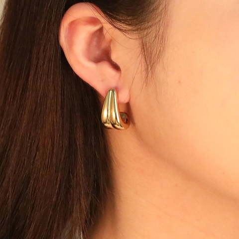 Klobige C-Form Ohrstecker 18K Vergoldeter Edelstahl Minimalistische Retro Geometrische Schmuck Für Damen