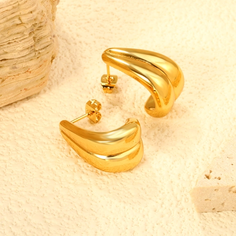 Klobige C-Form Ohrstecker 18K Vergoldeter Edelstahl Minimalistische Retro Geometrische Schmuck Für Damen