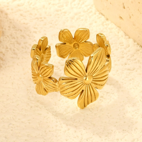 Anelli Aperti Regolabili In Acciaio Inossidabile Da Donna Placcati In Oro 18 Carati Fiore Stella Marina Croce Irregolare Gioielli Di Moda