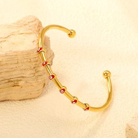Evil Eye Manschette Armreif Edelstahl Gold Überzogen Emaille Offenes Armband Mode Schmuck Für Damen