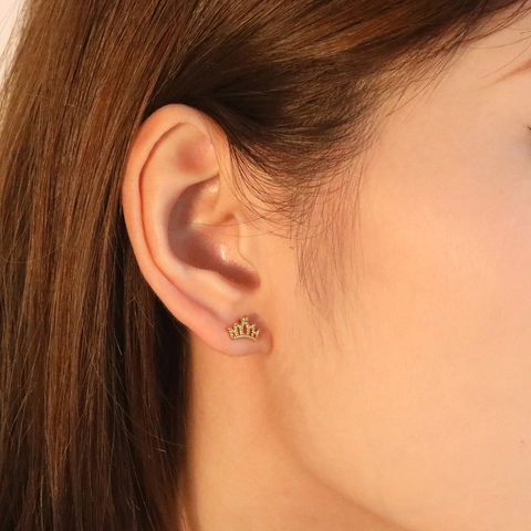 Tiny Crown Stud Earrings Stainless Steel Minimalist Geometric Chic Dainty Ear Jewelry For Women Daily Wear
