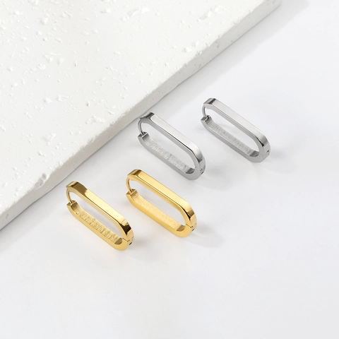 Minimalist Stainless Steel Geometric Hoop Earrings For Women Gold Silver Plated Oval Star Heart Octagon Shape Fashion Jewelry