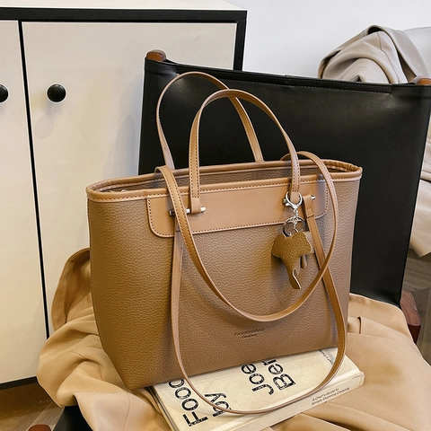 Borsa Tote Grande Capacità Similpelle Borsa A Mano Con Ciondolo Elefante Borsa A Spalla Per Donna