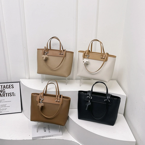 Borsa Tote Grande Capacità Similpelle Borsa A Mano Con Ciondolo Elefante Borsa A Spalla Per Donna