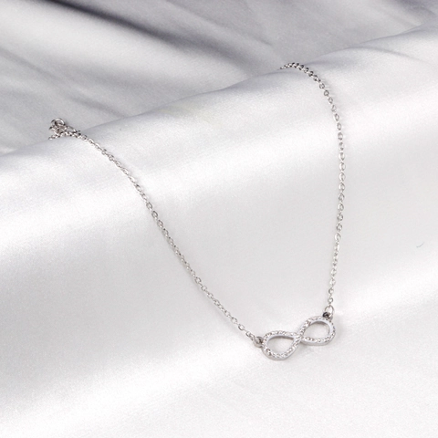 Collana Con Pendente Infinito Acciaio Inossidabile Con Strass Gioielli Di Moda Elegante Regalo Per Donne Design Minimalista