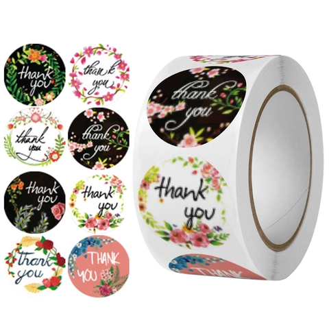 Adesivi Di Ringraziamento Floreali Etichette Autoadesive Rotonde Per Decorazione Sigillo Busta Confezione Regalo Festa Matrimonio Compleanno