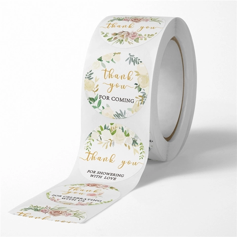 Adesivi Di Ringraziamento Floreali Rotondi Etichette Adesive Rosa Acquerello Per Matrimonio Compleanno Festa Sigillatura Buste Confezioni Regalo