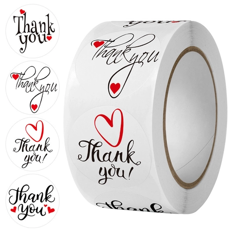 Adesivi Di Ringraziamento Rotondi Etichette Autoadesive Per Confezioni Regalo Chiusura Buste Decoro Cuore Bianco