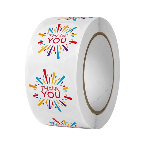 Adesivi Grazie Rotondi Design Fuochi D Artificio Colorati Etichette Autoadesive Per Confezioni Regalo Nozze Sigillo
