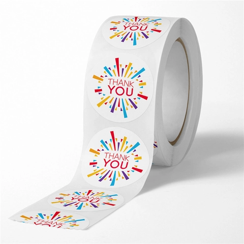 Adesivi Grazie Rotondi Design Fuochi D Artificio Colorati Etichette Autoadesive Per Confezioni Regalo Nozze Sigillo