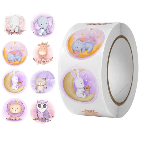 Adesivi Rotondi Animali Cartoni Animati Acquerello Etichette Decorative Autoadesive Per Confezioni Regalo Sigillatura Buste