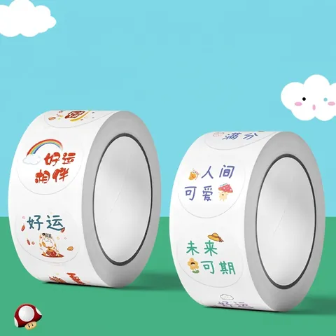Runde Dekorative Aufkleber Inspirierende Chinesische Cartoon Etiketten Papier Für Geschenkverpackungen Scrapbooking