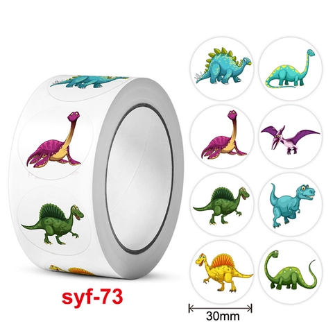 Cartoon Dinosaur Stickers Circular Reward Labels For Kids Student Stationery Decorative Classroom Incentive Handbooks Roll